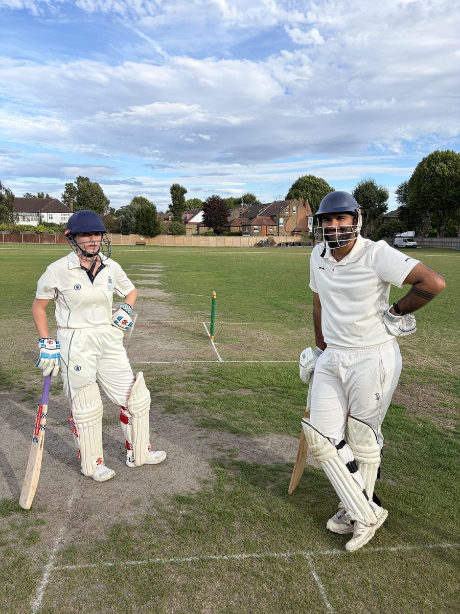 Two batsmen at the crease