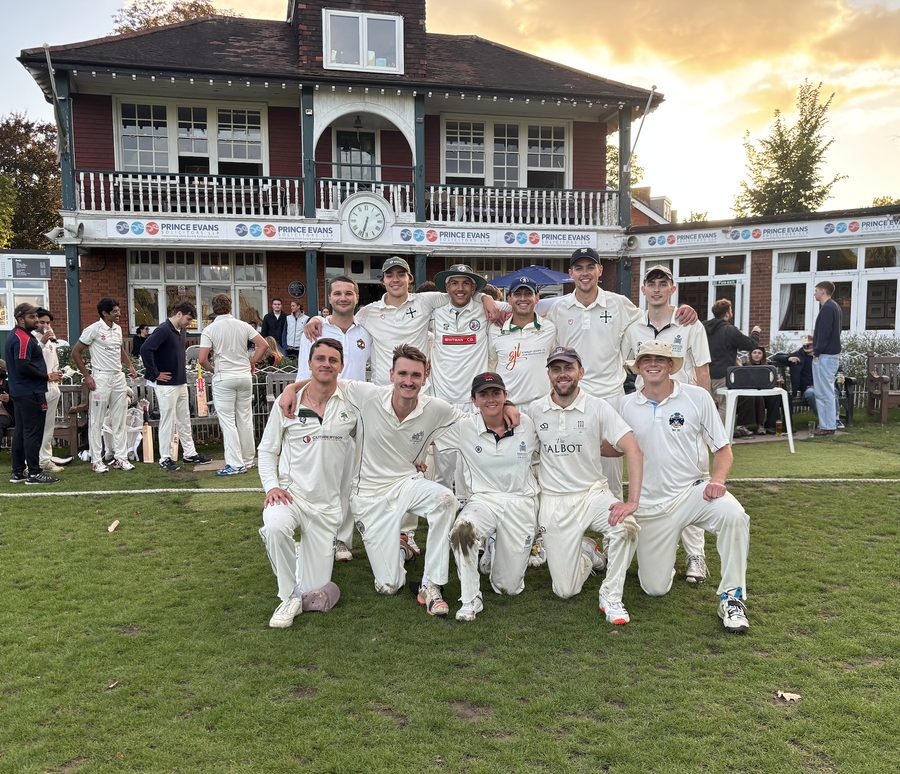 The team gathered in front of the pavilion after the match